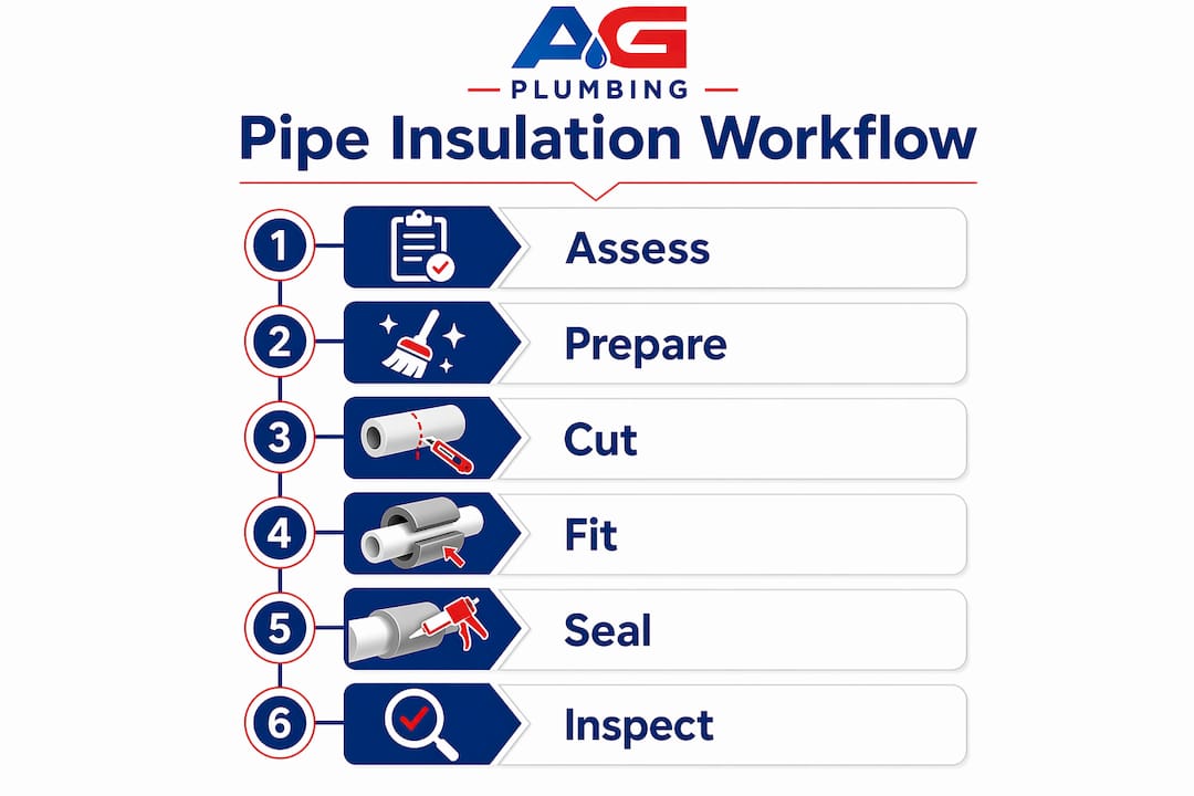Infographic of pipe insulation workflow steps