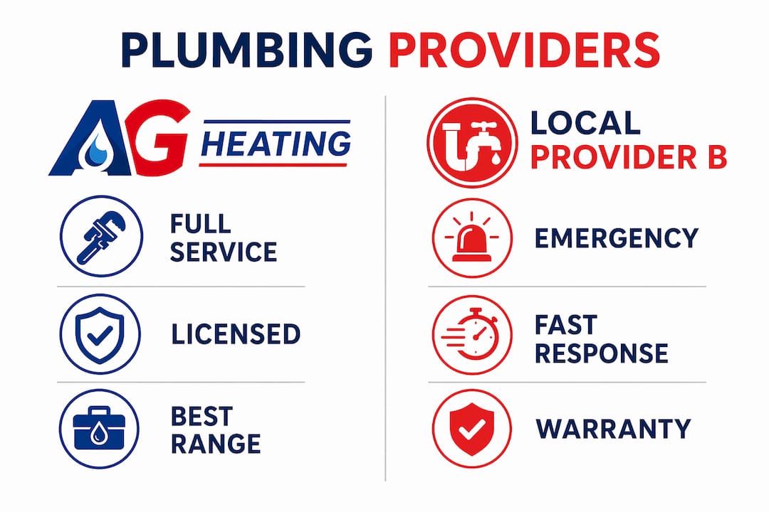 Infographic comparing Pittsburgh plumbing providers side by side