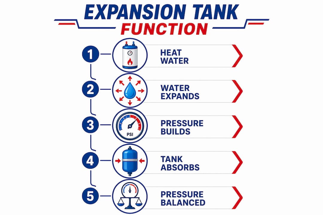 Infographic outlining expansion tank process steps