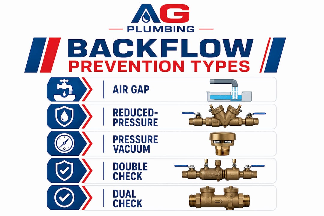 Infographic showing types of backflow prevention devices