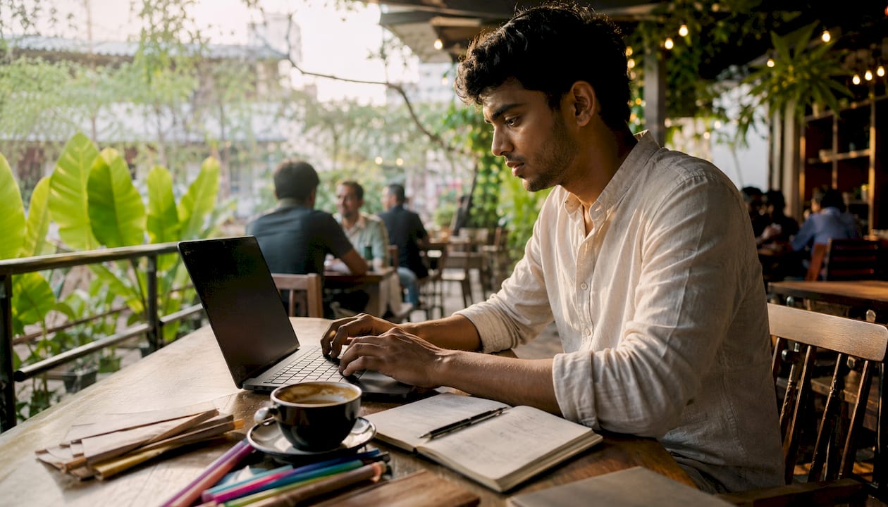 Young SEO marketer learning AI skills