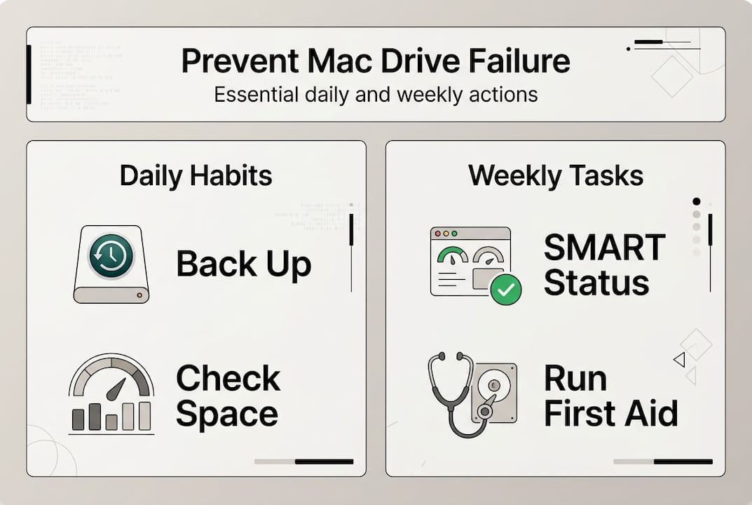 Infographic summarizing Mac drive failure prevention