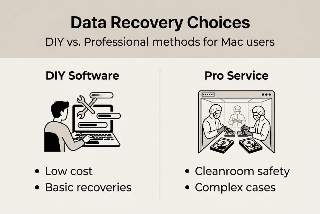 Infographic comparing DIY and professional recovery