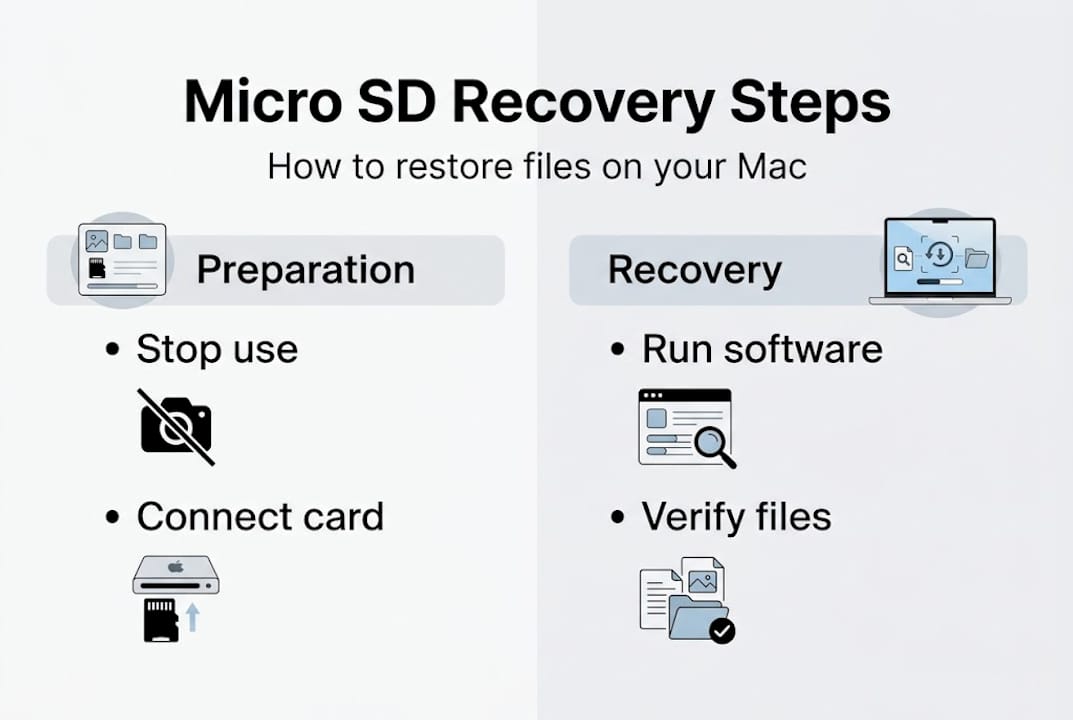 Infographic showing micro SD recovery steps