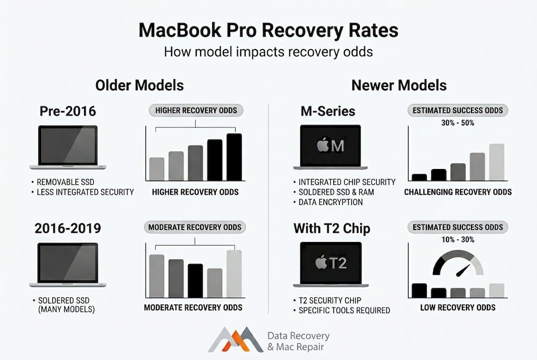 Infographic showing MacBook Pro recovery rates by model