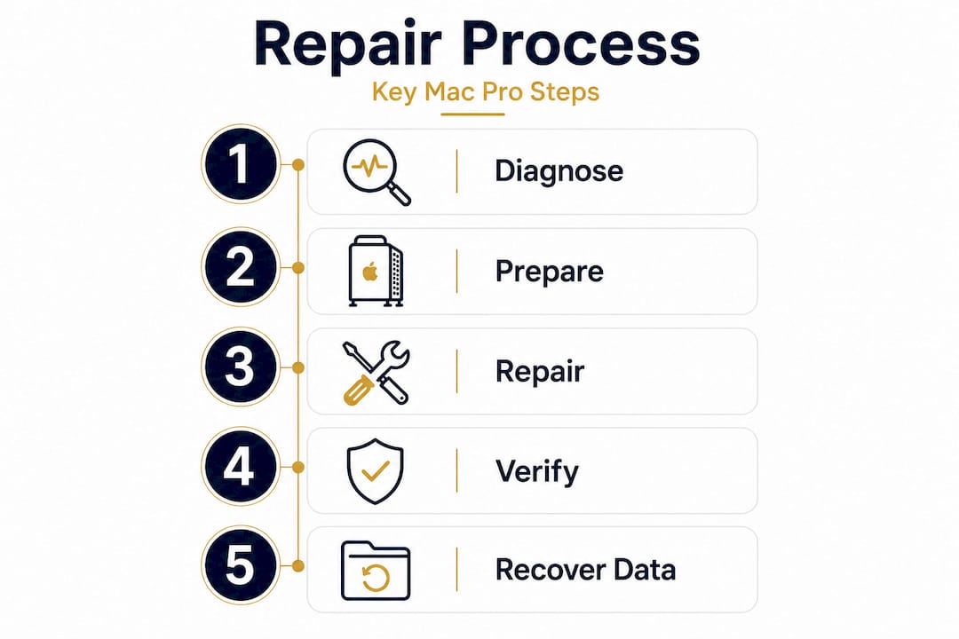 Infographic of Mac Pro repair and recovery steps