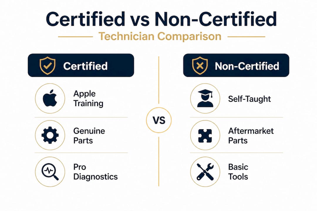 Infographic comparing certified and non-certified repair