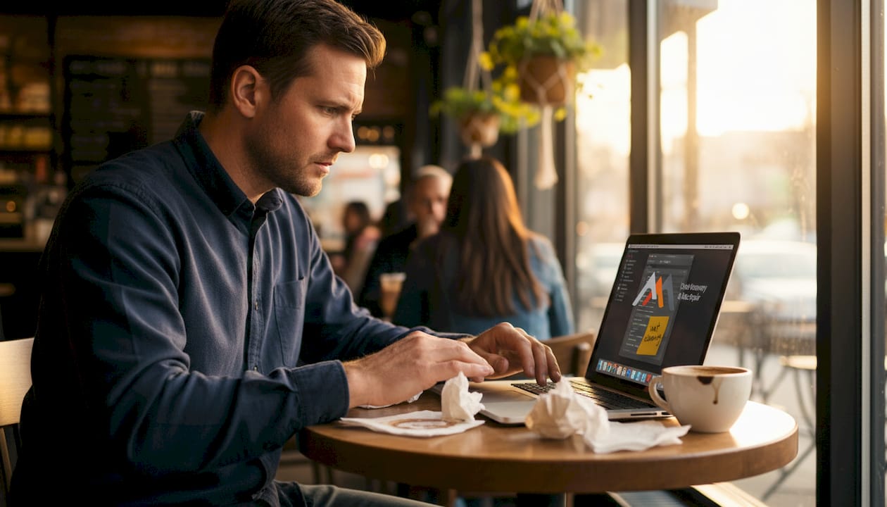 Solve Common MacBook Issues: Fast Fixes and Recovery Tips 3 Frustrated user with overheating MacBook