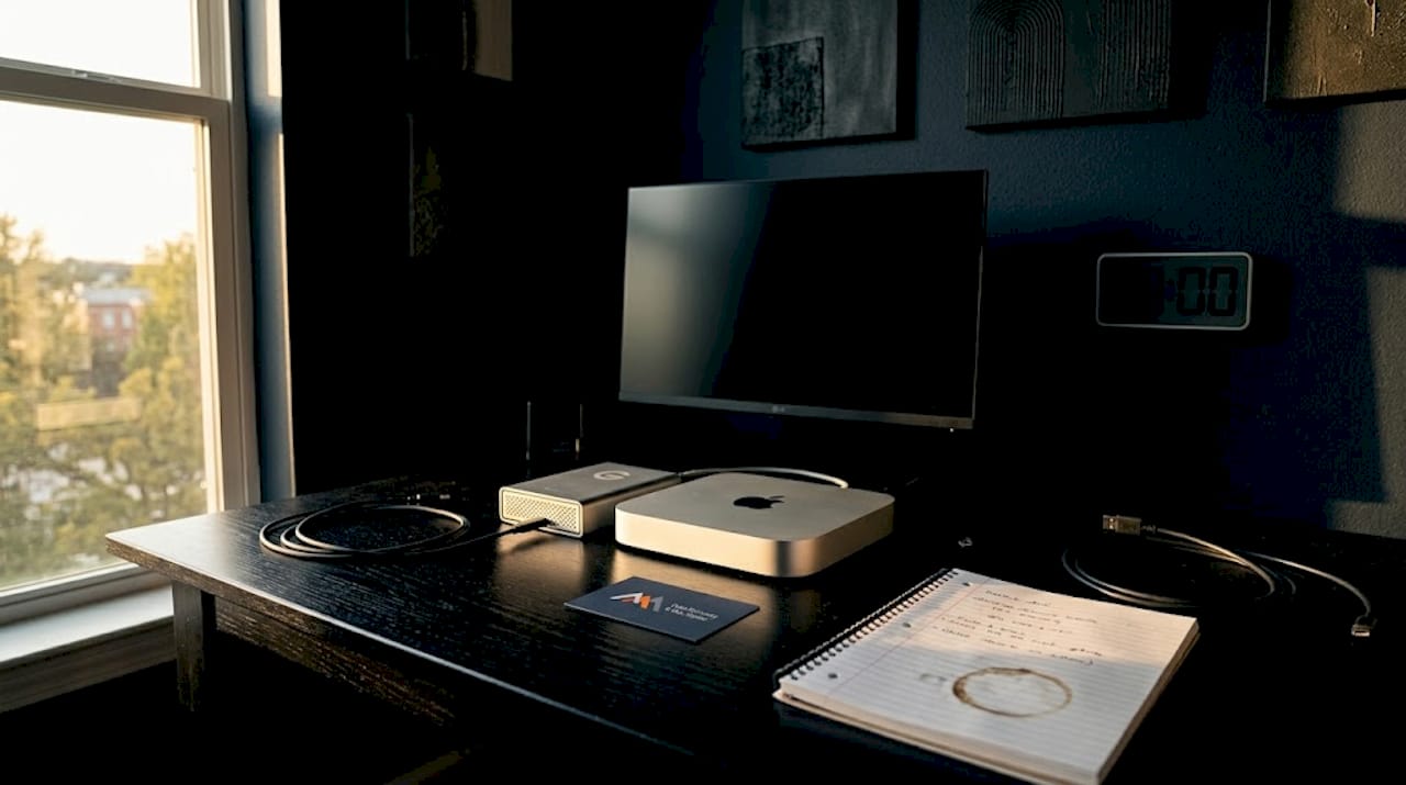 Mac mini and hard drive during home power outage