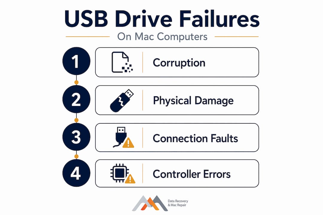 USB drive failure types infographic for Mac users