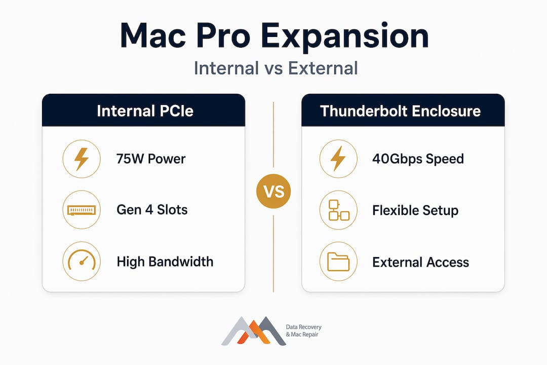 Infographic comparing PCIe and Thunderbolt expansion