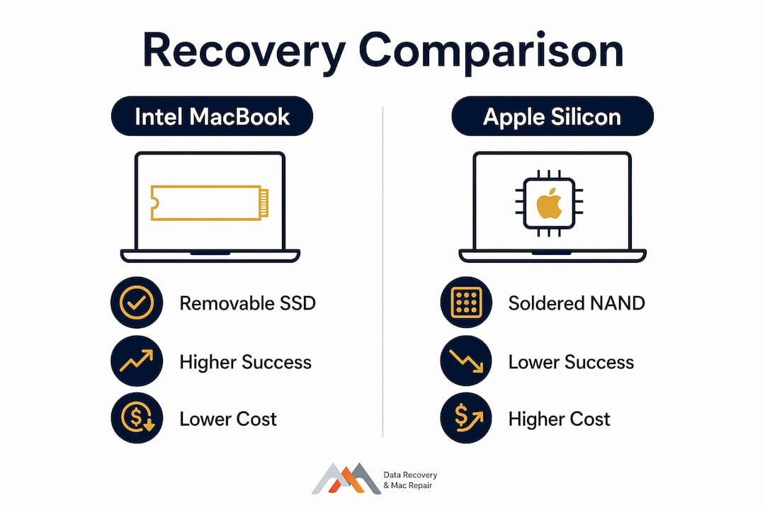 Why MacBook Pro Recovery Differs by Model and Generation 4 Infographic comparing MacBook Pro recovery methods