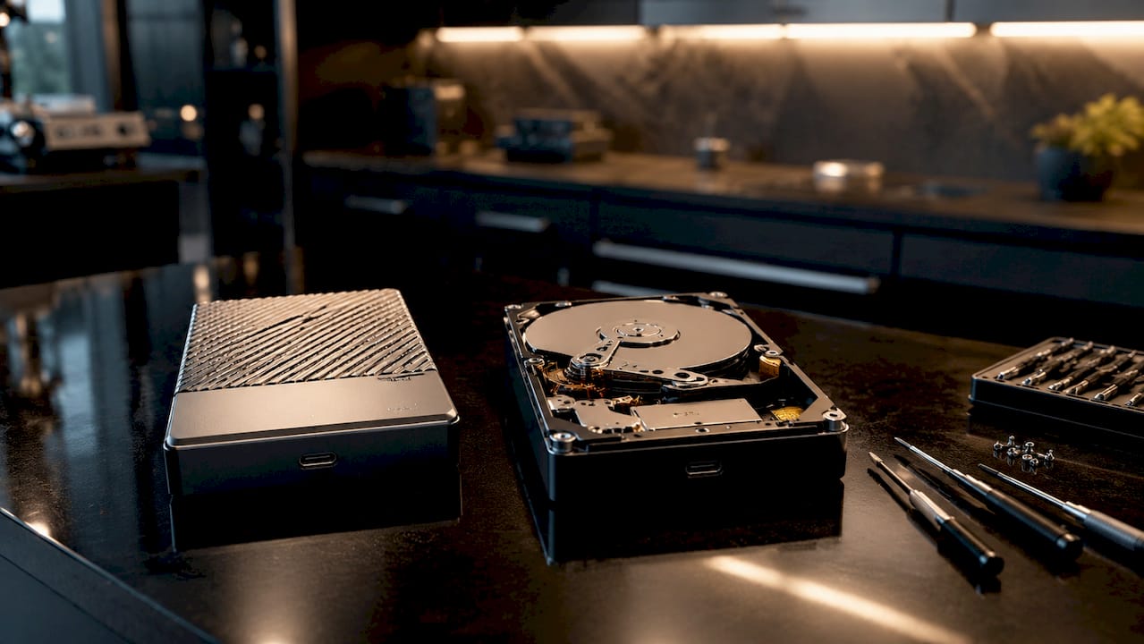 Data Loss Prevention Tips for Mac Users: 2026 Guide 3 Close-up of external hard drives for data recovery