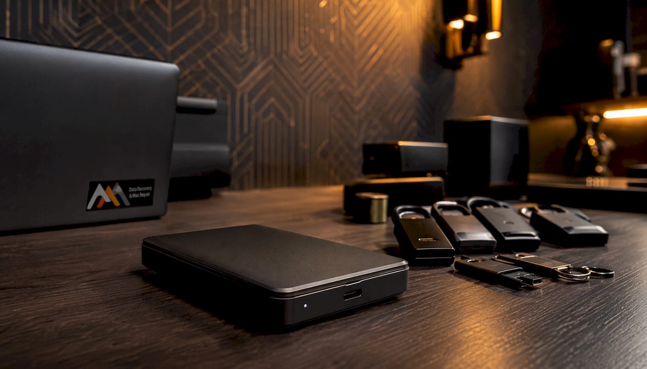 Secure external hard drive with encryption devices