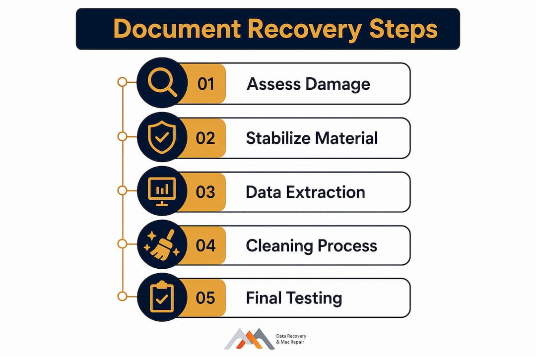 Infographic showing document recovery step process
