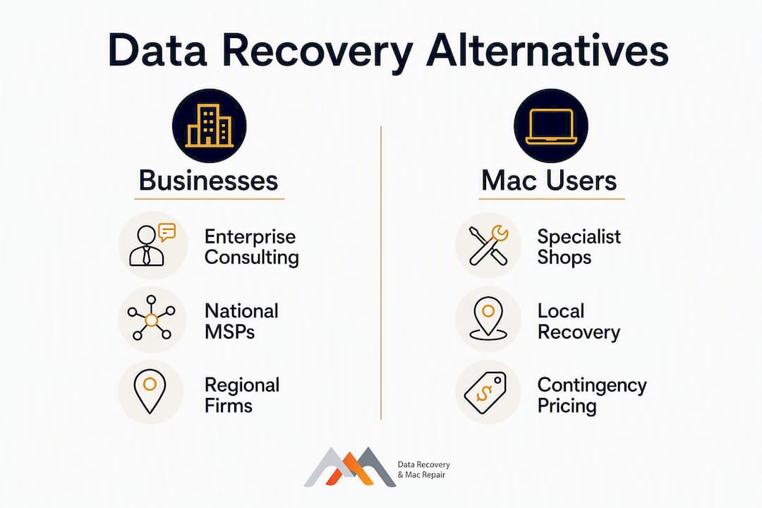 Infographic comparing business and Mac user data recovery options