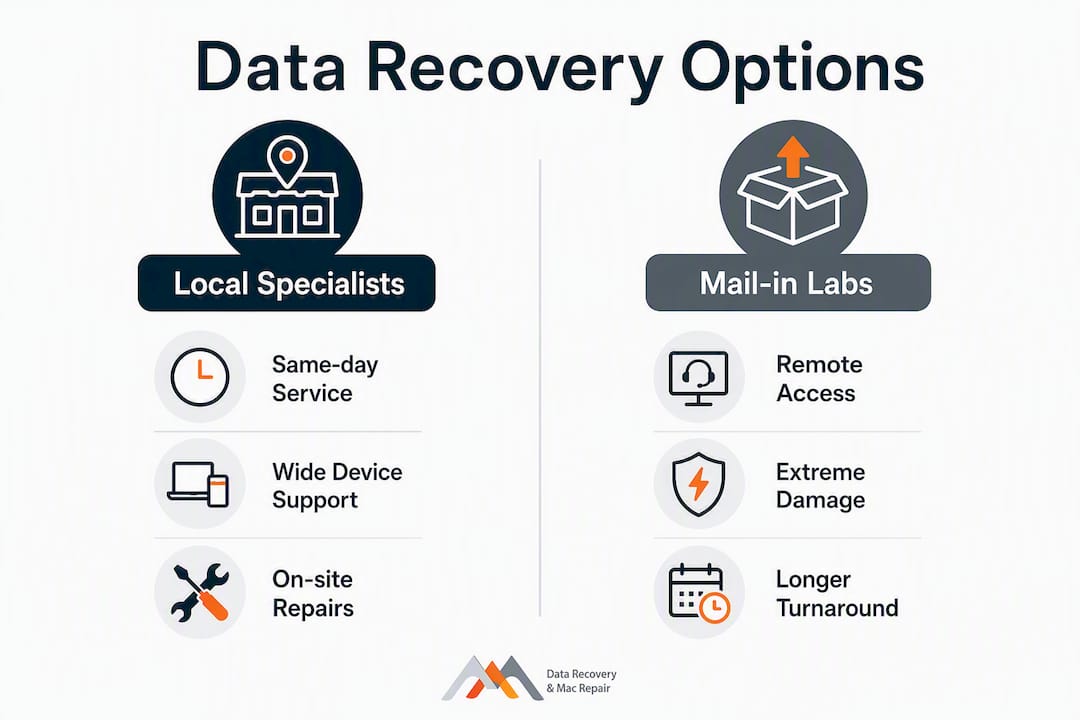 Best byodcomp.com Alternatives for Data Recovery in LA 3 Infographic comparing local specialists and mail-in labs