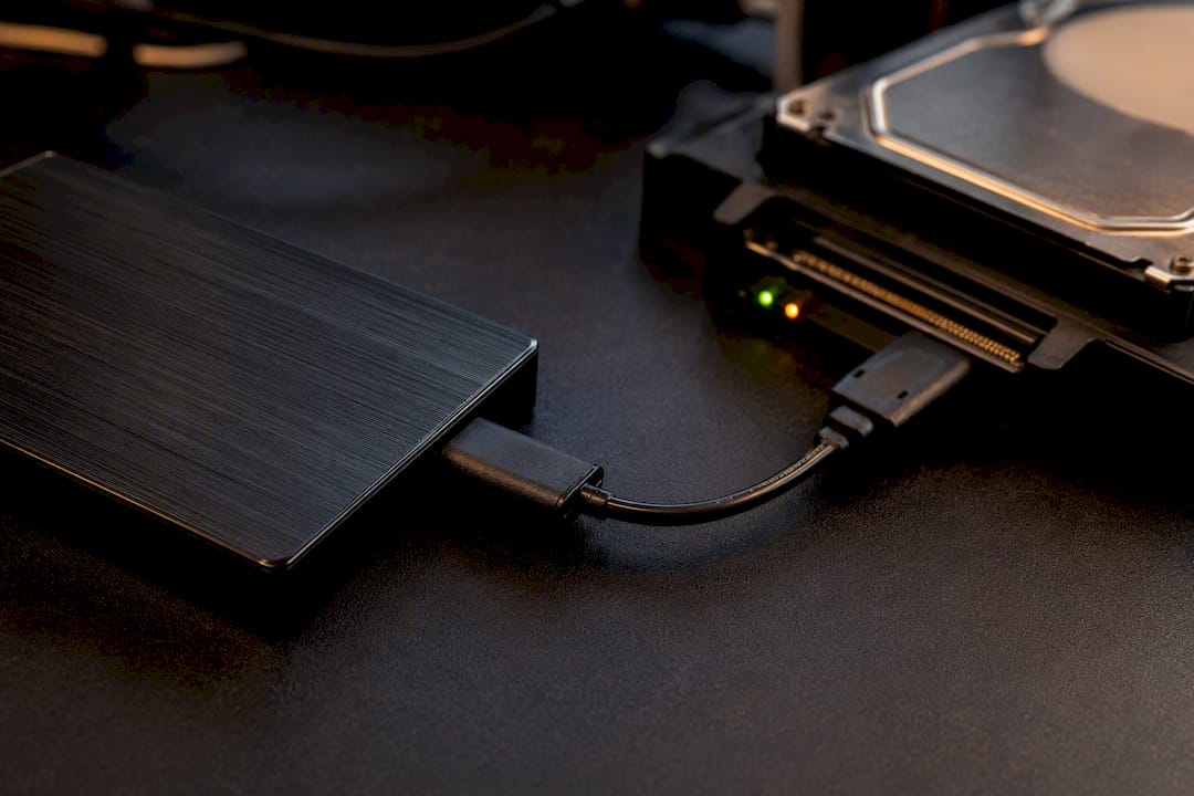 External hard drive connected to diagnostic tool