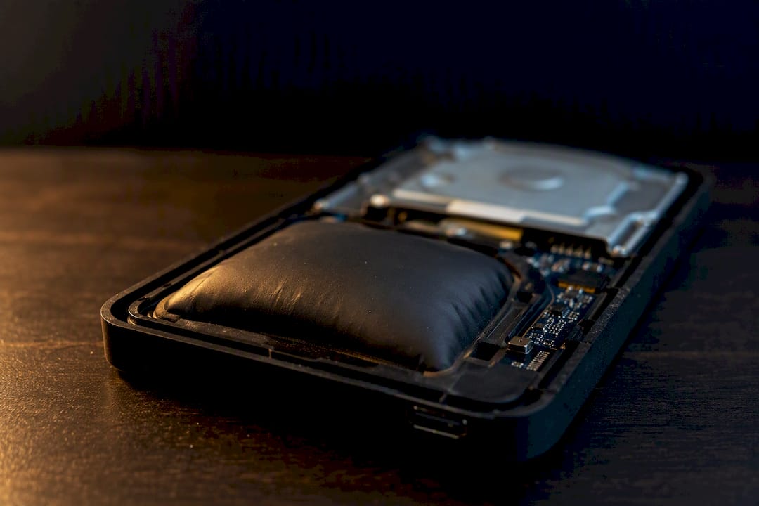 Swollen battery inside external drive casing