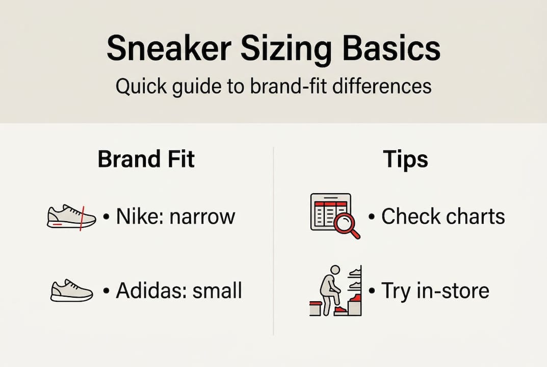 Infographic about sneaker sizing basics and tips