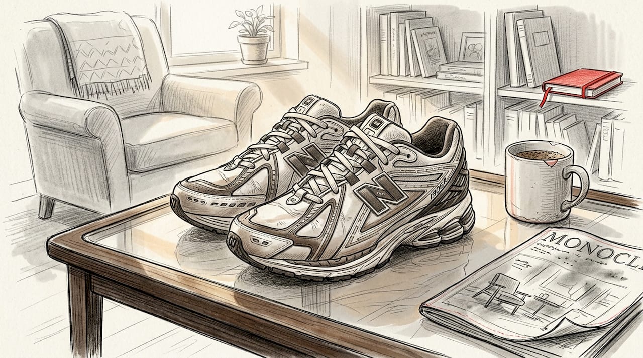 Collaborative New Balance sneakers on table
