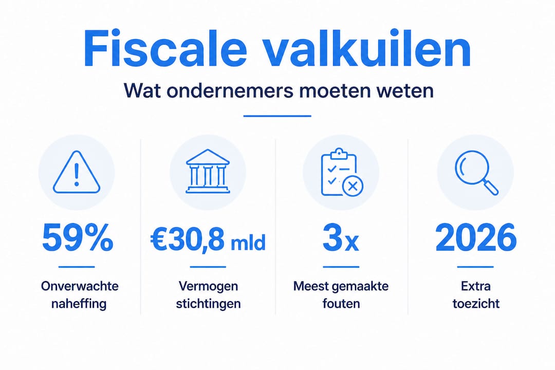 Overzichtelijke infographic met de belangrijkste fiscale risico’s voor ondernemers