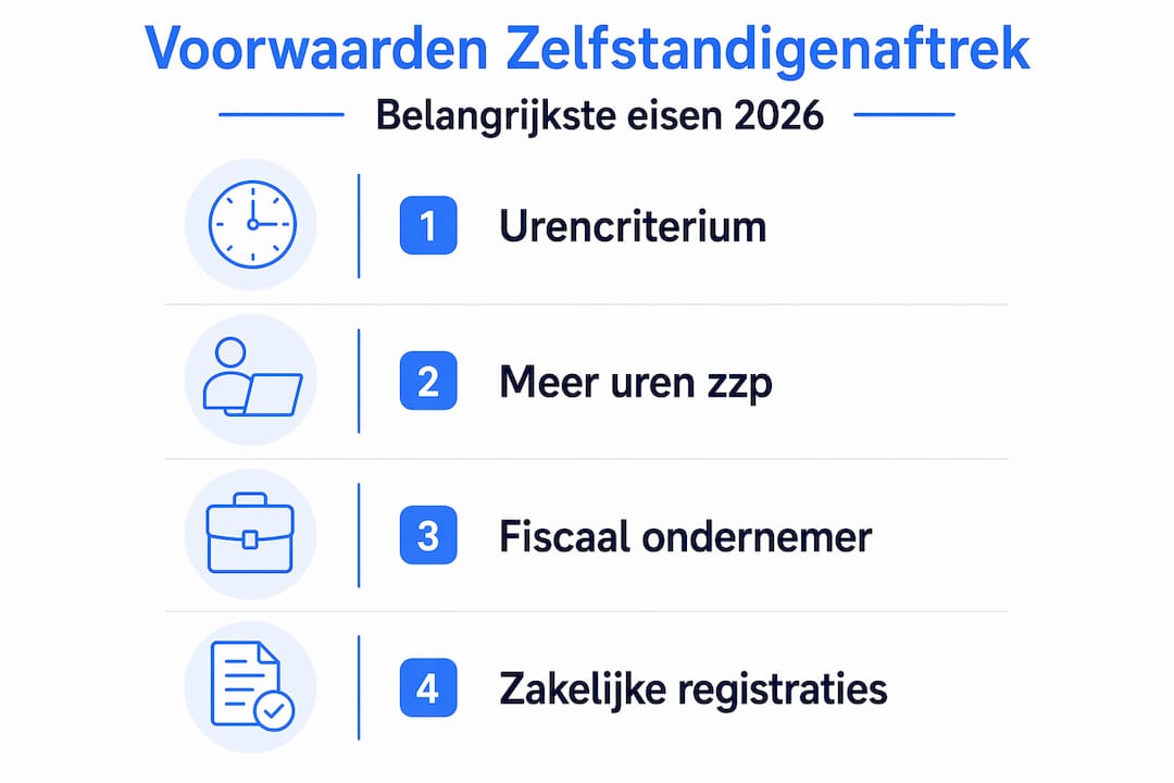 Infographic: welke stappen moet je doorlopen om in aanmerking te komen voor de zelfstandigenaftrek?
