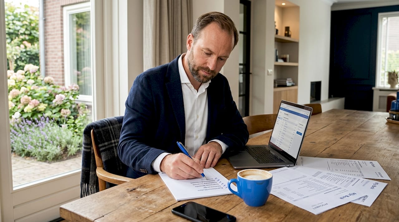 Zelfstandige checkt dagelijks zijn uitgaven via de bankapp