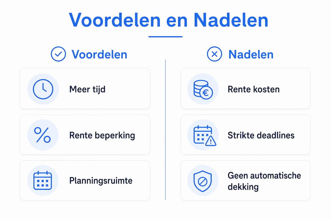 Overzichtelijke infographic met de plus- en minpunten van belastinguitstel