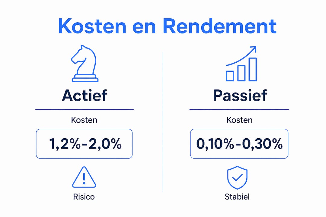 In deze infographic zetten we de kosten en het rendement van actief en passief beleggen helder tegenover elkaar.