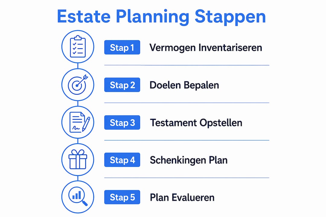 Overzichtelijke infographic met een stappenplan voor estate planning