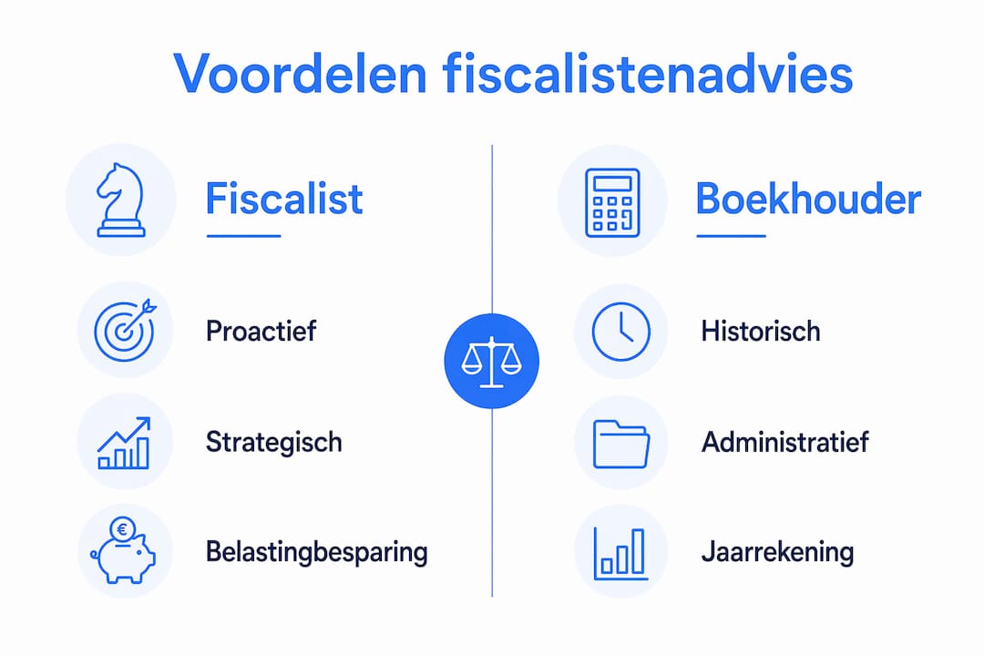 Infographic: de voordelen van advies door een fiscalist vergeleken met een boekhouder