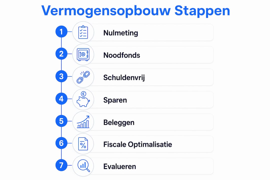 Infographic: zo bouw je stap voor stap vermogen op (Nederlandstalige workflow)