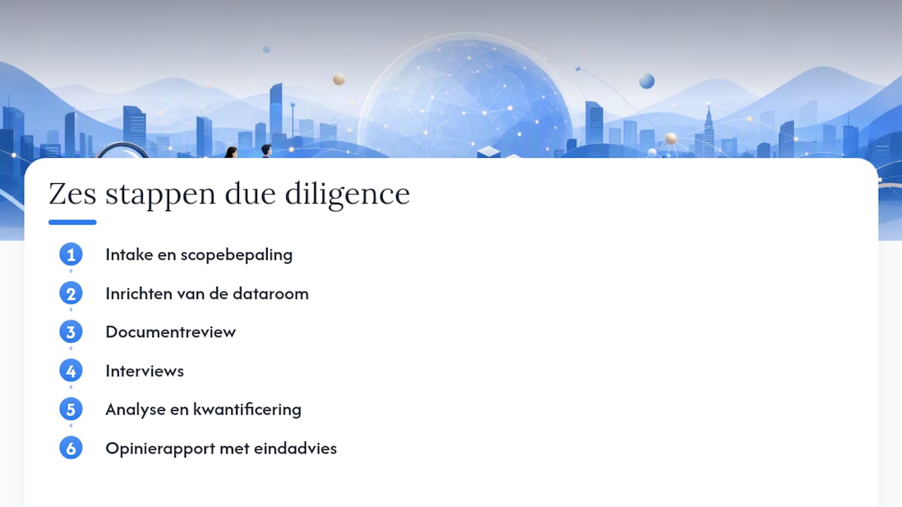 Schematische weergave van het due diligence-proces in zes stappen