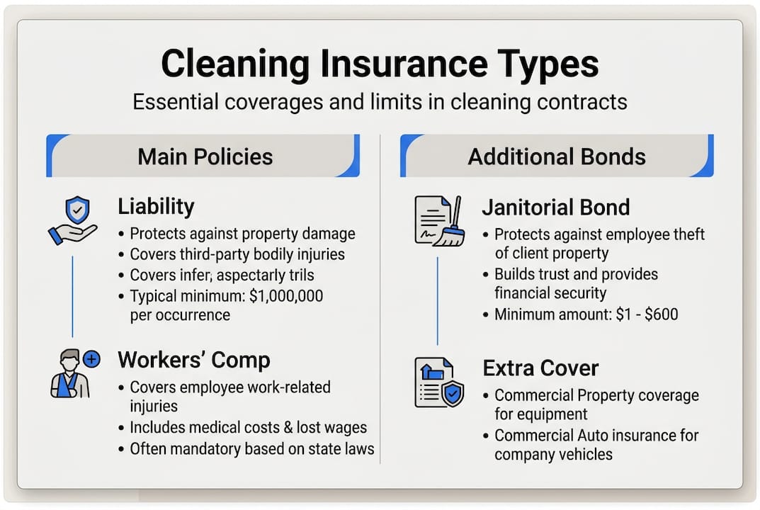 Infographic showing cleaning insurance types