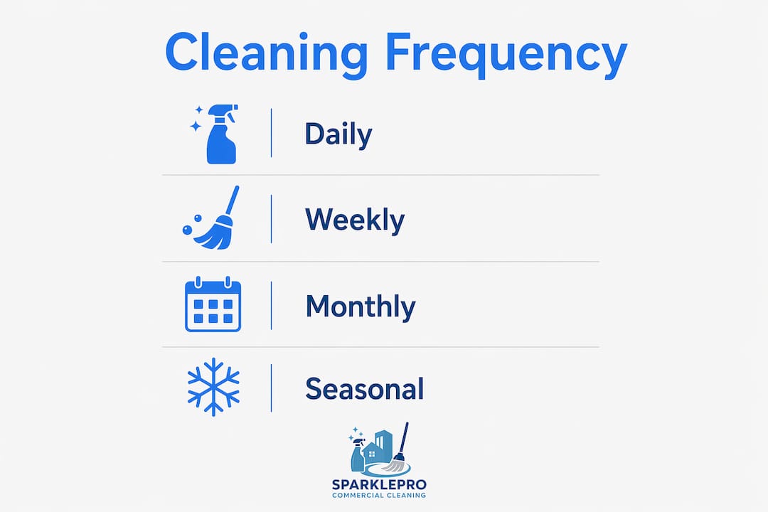 Infographic illustrating cleaning frequency schedule