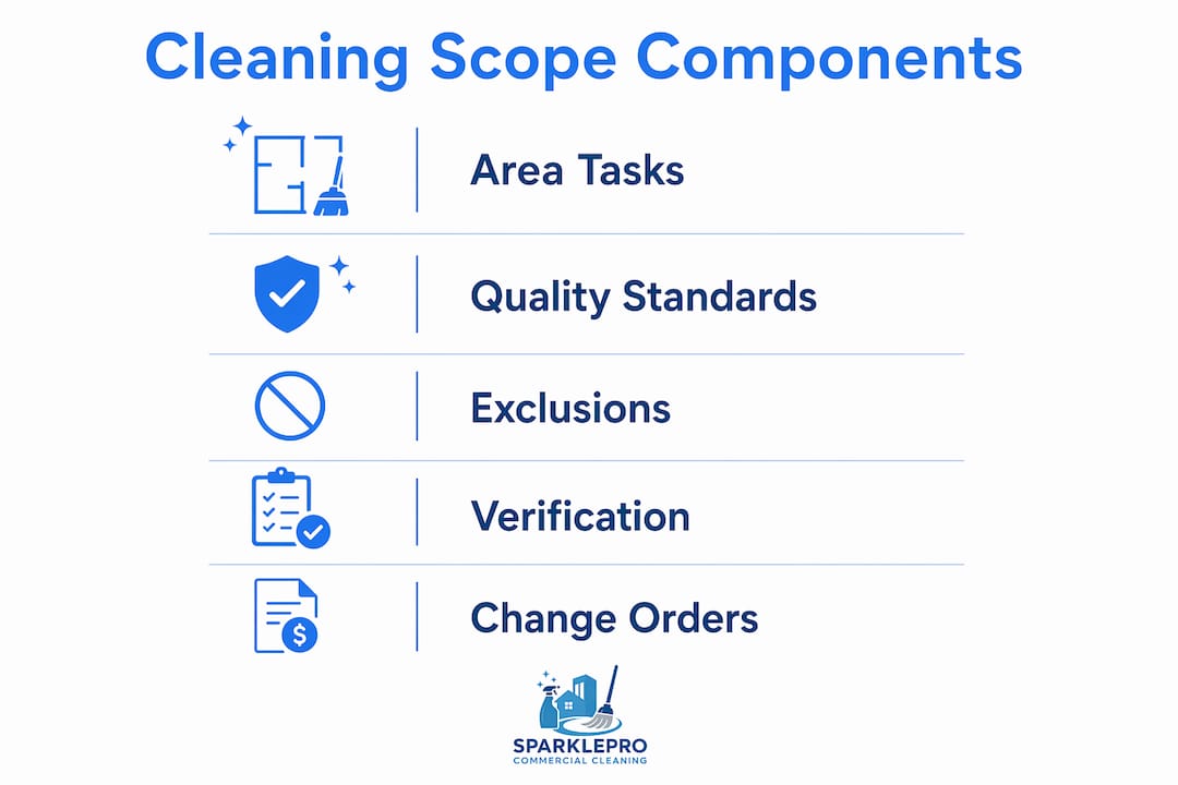 Infographic displaying key components of cleaning scope
