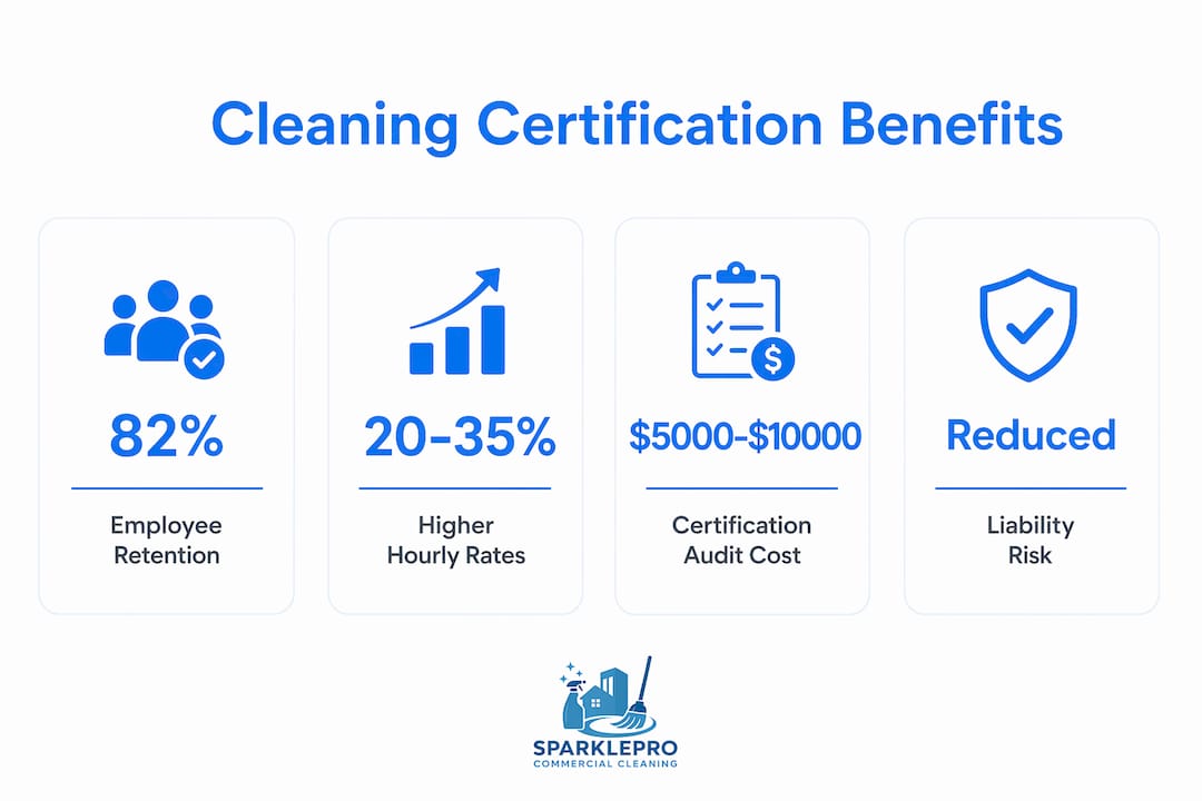 Infographic illustrating key benefits of cleaning certifications