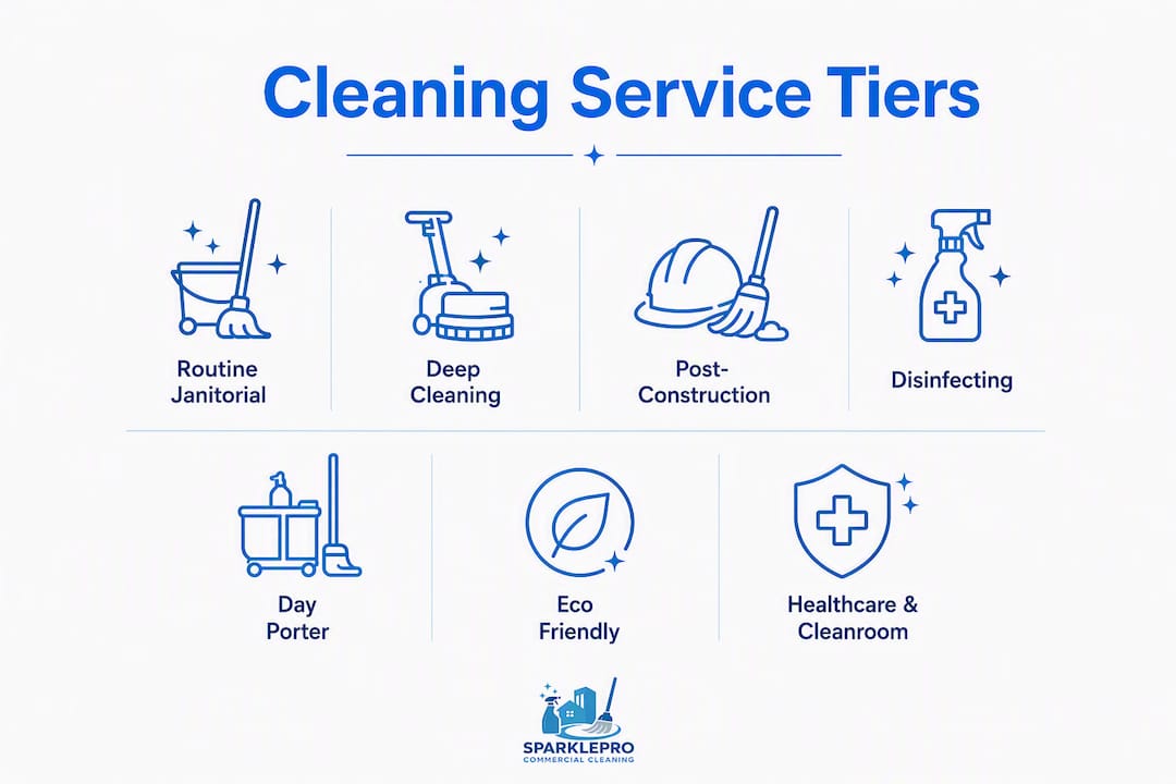 Infographic showing office cleaning service categories