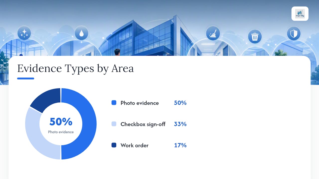 Diagram of area-specific cleaning tasks and schedules