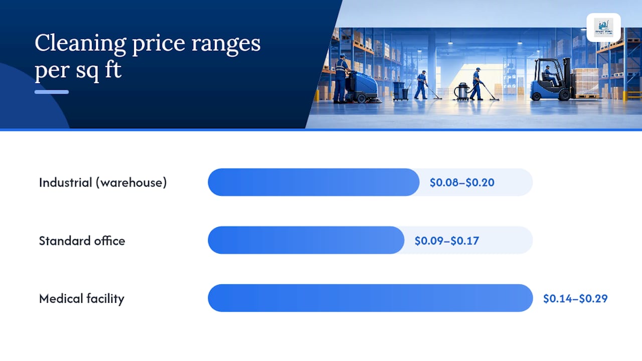 Price comparison chart for industrial, office and medical cleaning