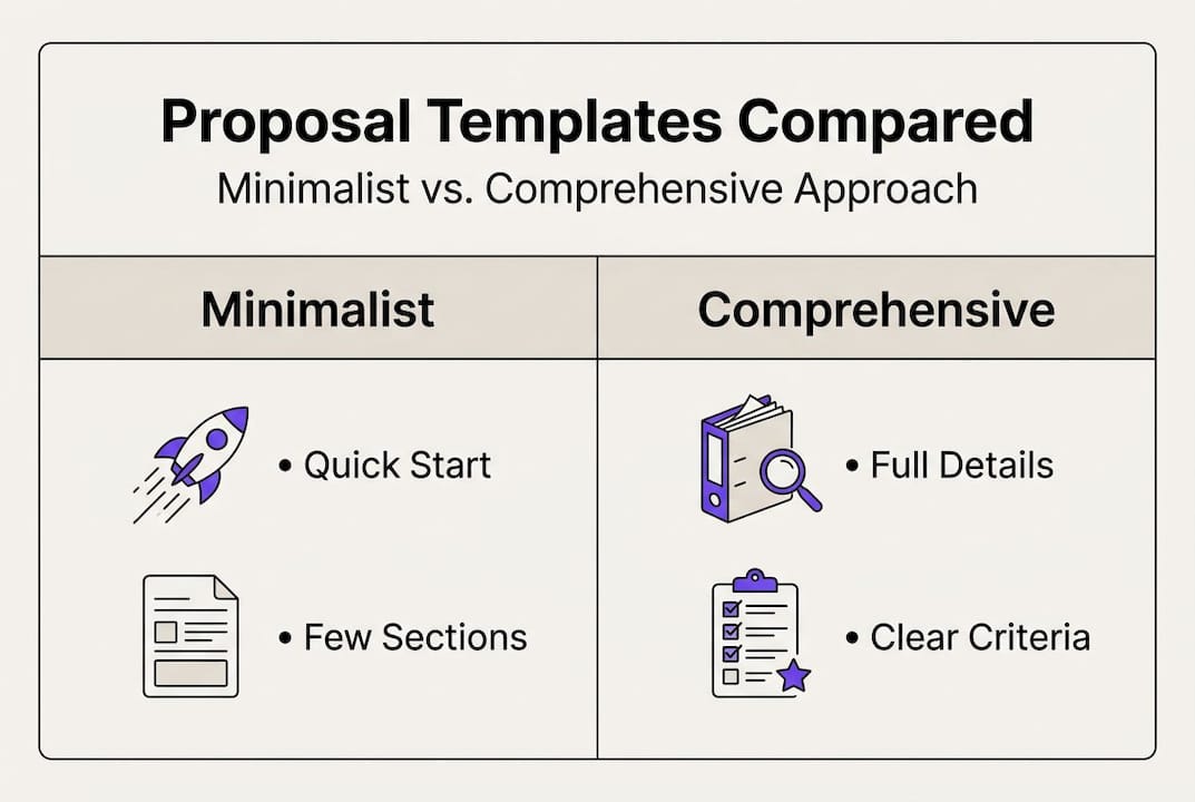 Infographic comparing two proposal template styles