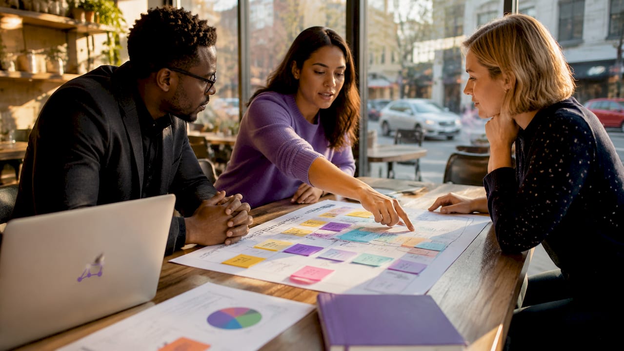 Business team discussing project change categories
