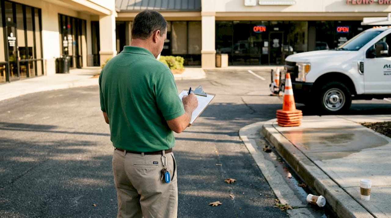 Manager inspecting recently cleaned property