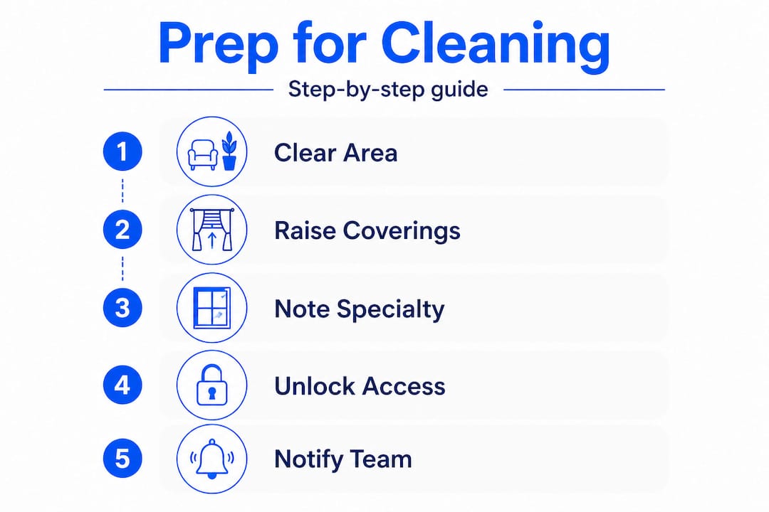 Infographic window cleaning preparation steps
