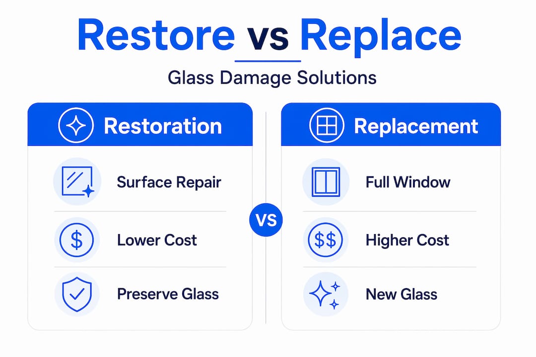 Infographic comparing restoration and replacement