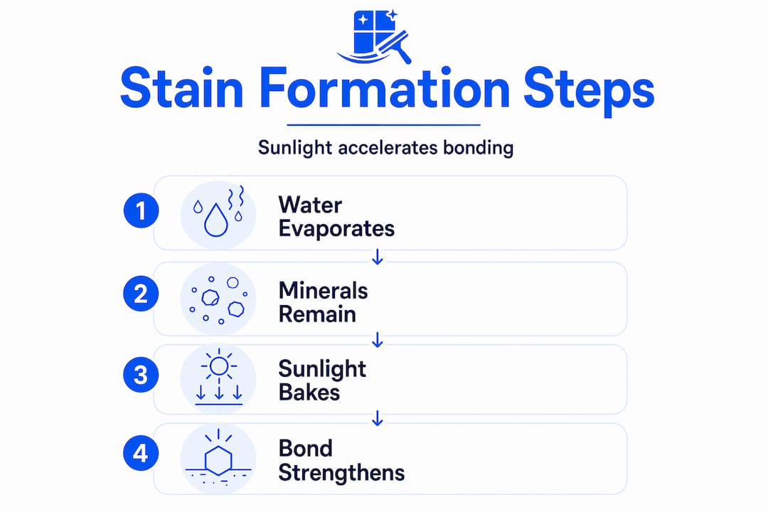Infographic showing window stain formation steps
