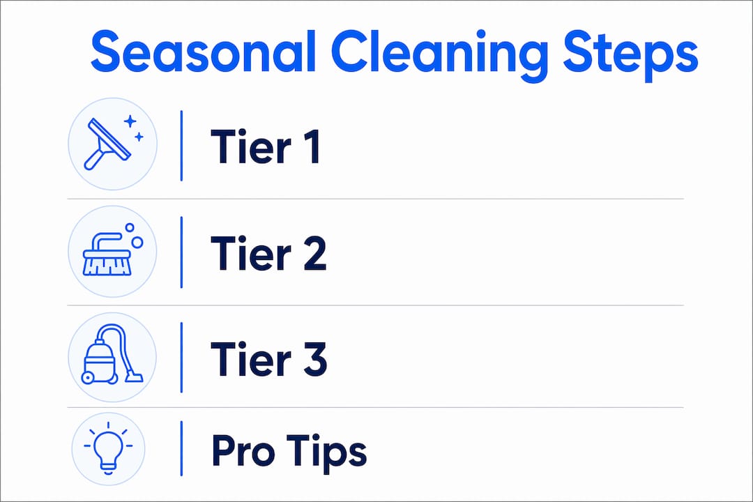 Infographic showing prioritized seasonal cleaning steps