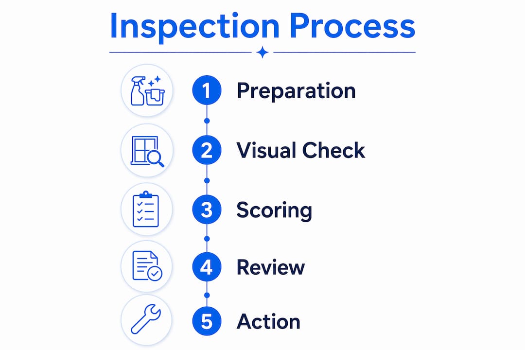 Infographic illustrating cleaning inspection steps