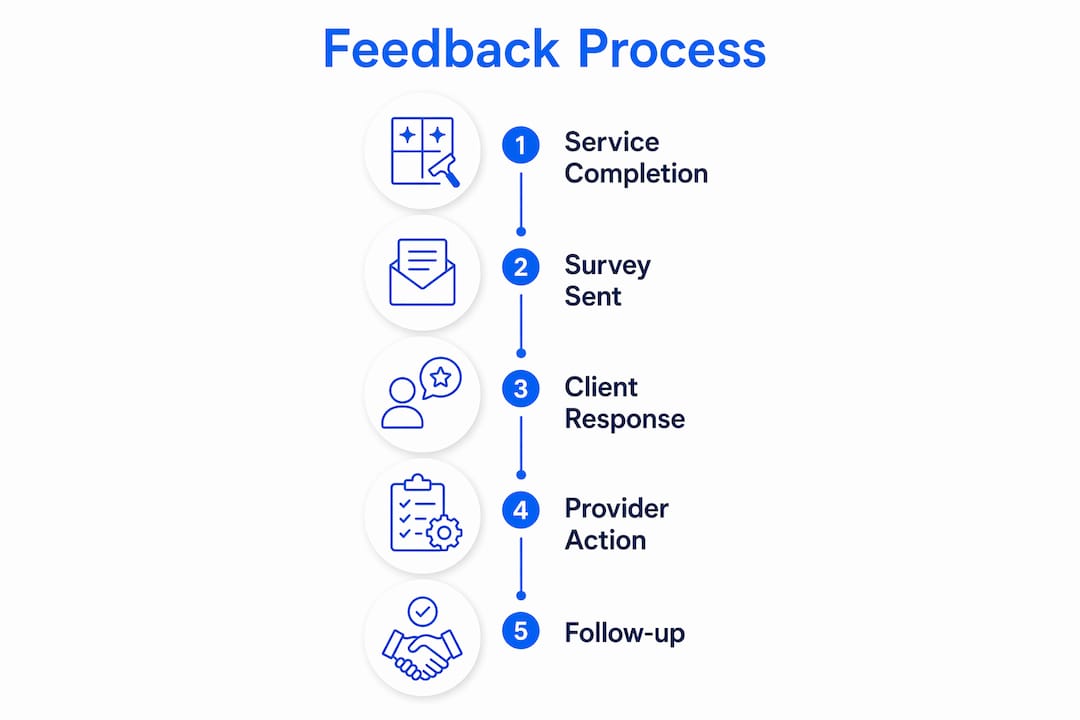 Infographic illustrating feedback process in cleaning services